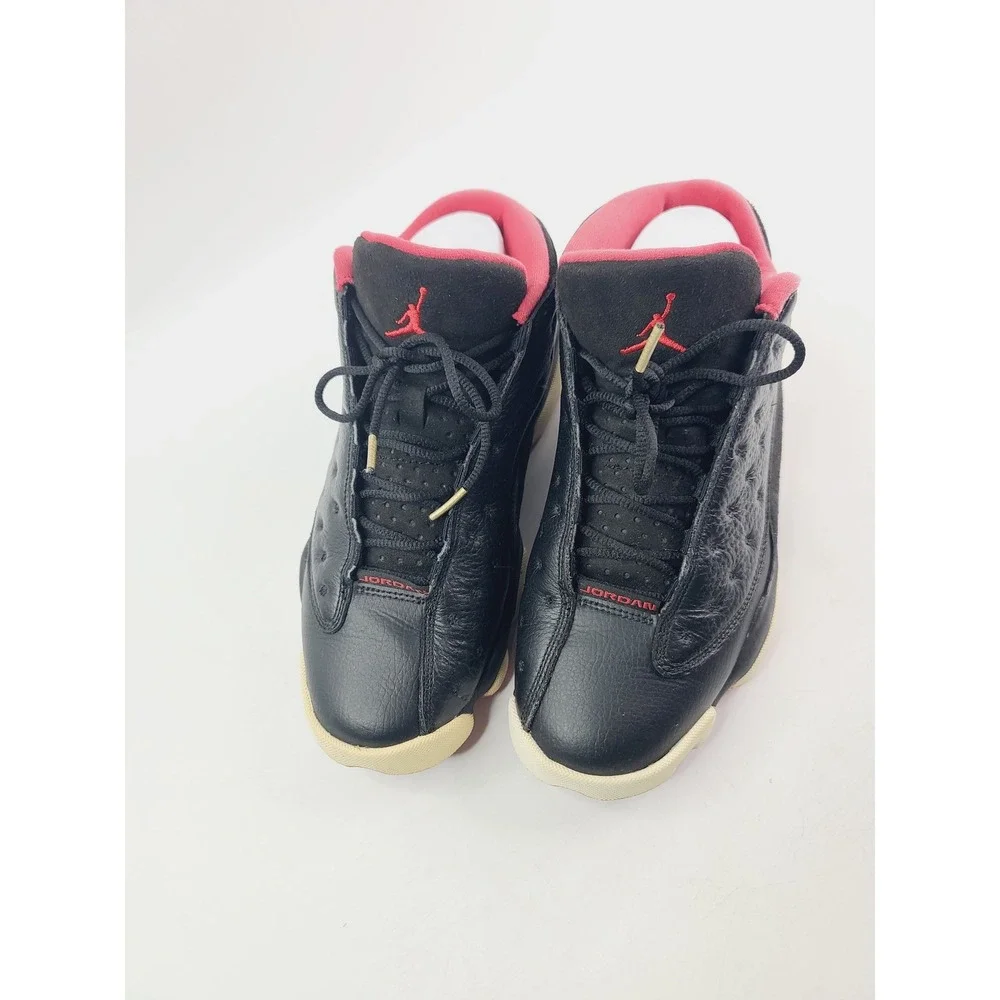 Jordan Leather/Suede Retro Sneakers, Men's Size 8.5, Black/Red Color‎